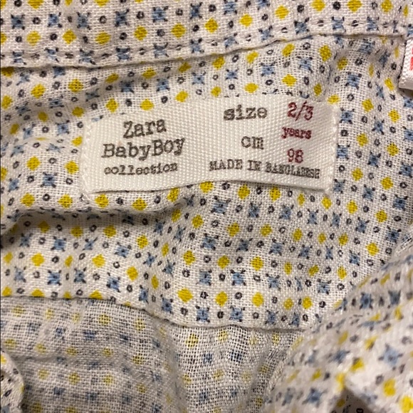 Yellow and blue Zara boys buttoned collar shirt - Picture 3 of 4